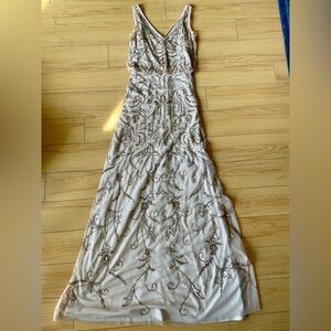 Adrianna Papell Ivory Beaded Maxi Dress